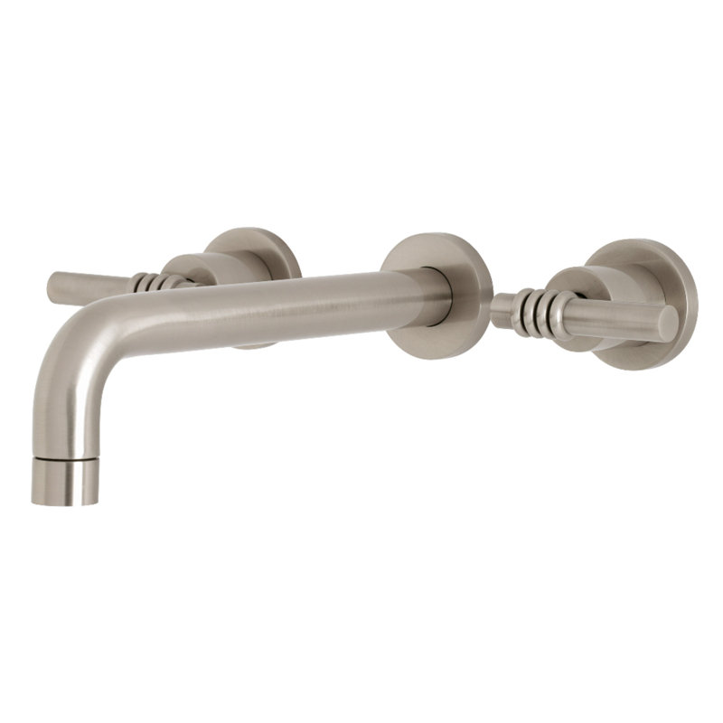 Kingston Brass Milano Two-Handle 3-Hole Wall Mount Roman Tub Faucet, Brushed Nickel