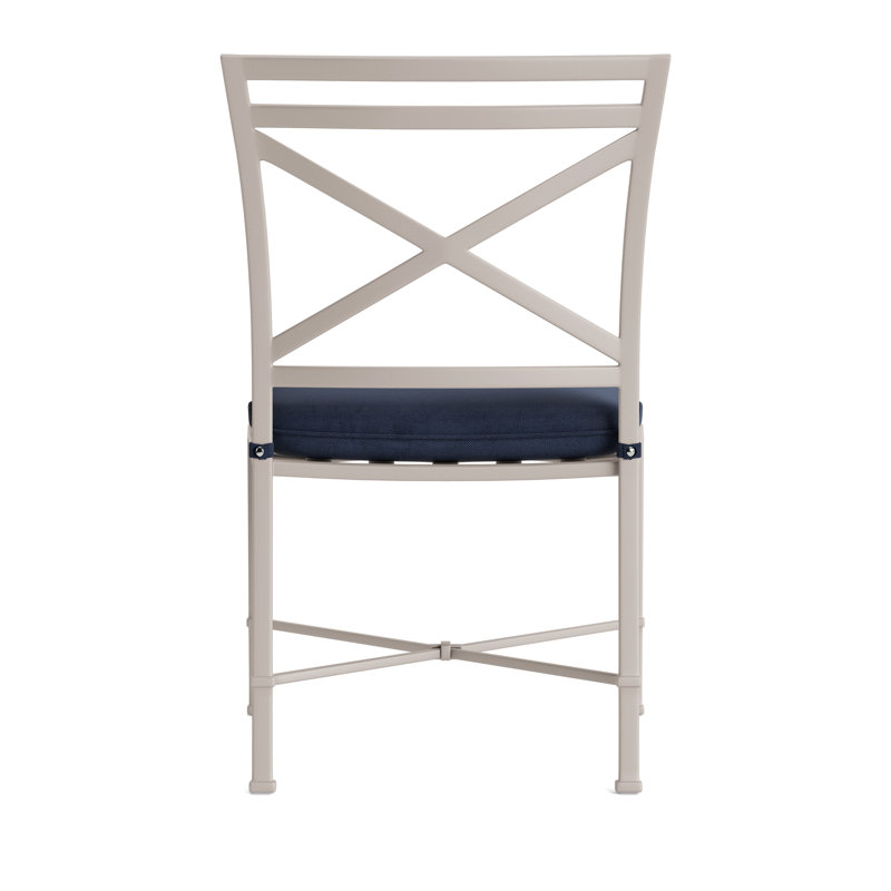 Venetian Outdoor Dining Side Chair, Navy, Fusion Neptune, Dove Smooth