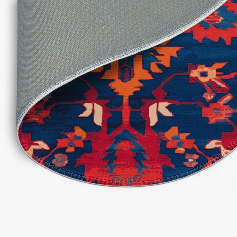 Tapis bleu intérieur et extérieur Tabriz, Rond 5 pi