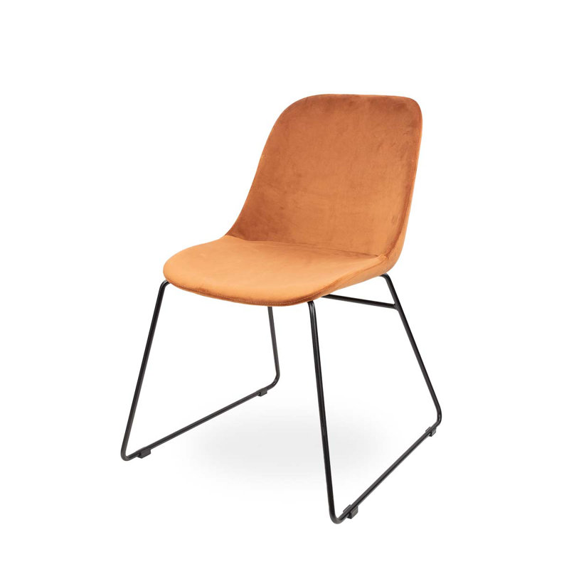 43cm H Velvet Upholstered Side Chair, Dark Orange