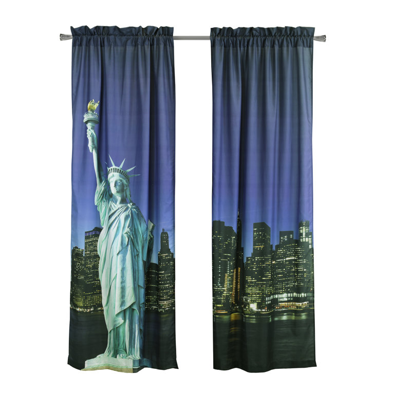 Paire de rideaux filtrant la lumière Photo Real Statue of Liberty