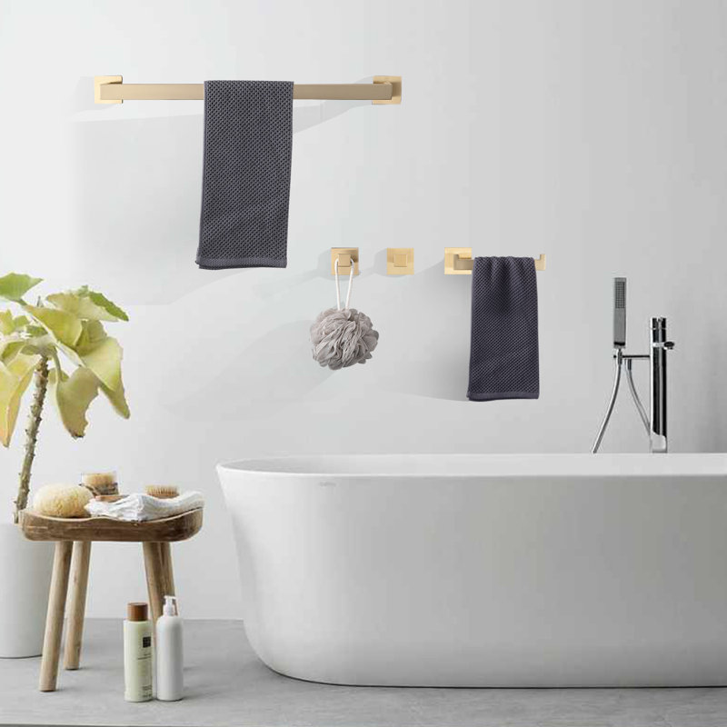 Ensemble de quincaillerie de salle de bain murale 10 pièces en nickel brossé, Or brossé