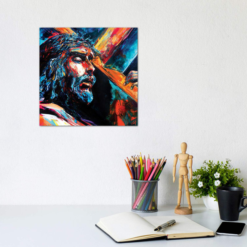 «Jesus Christ» - Impression encadrée sur papier, Toile tendue, H 12 po x l 12 po x P 0,75 po