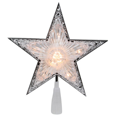 9" Pre-Lit Gold and Amber Crystal 5 Point Star Christmas Tree Topper - Clear Lights