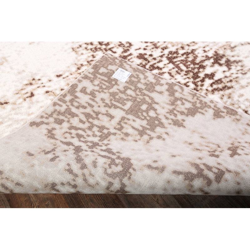Tapis beige tissé à la machine Wooten, Rectangle 8 pi x 10 pi