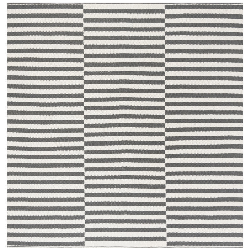 Tapis ivoire / gris en coton Ilona, Carré 4 pi