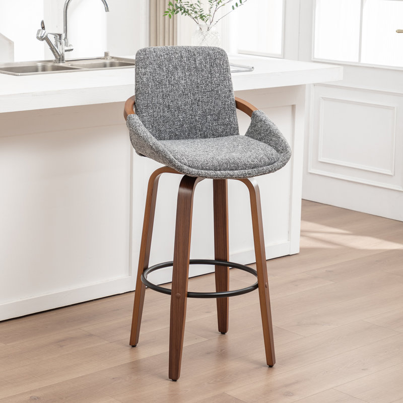 Tabouret de bar et de comptoir pivotant Carruth, Tabouret de comptoir (siège d'une hauteur de 25 p, Gris clair