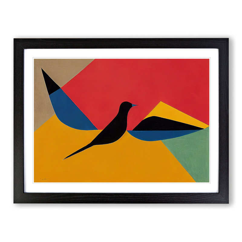 Dove Bird Abstract Vol.3 - Single Picture Frame Painting, 46cm H x 64cm W x 2cm D, Black