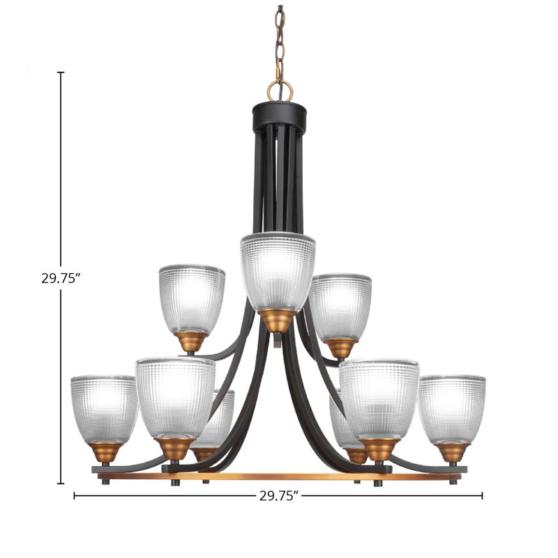 Lustre 9 lumières, Gris, Matte Black/Nickel
