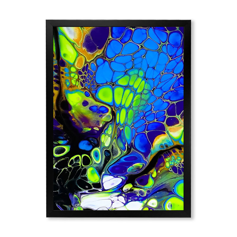 «Colorful Mixed Abstract Fluid VI», reproduction d'art sur toile moderne, Cadre photo noir, H 12 po x l 20 po x P 1 po