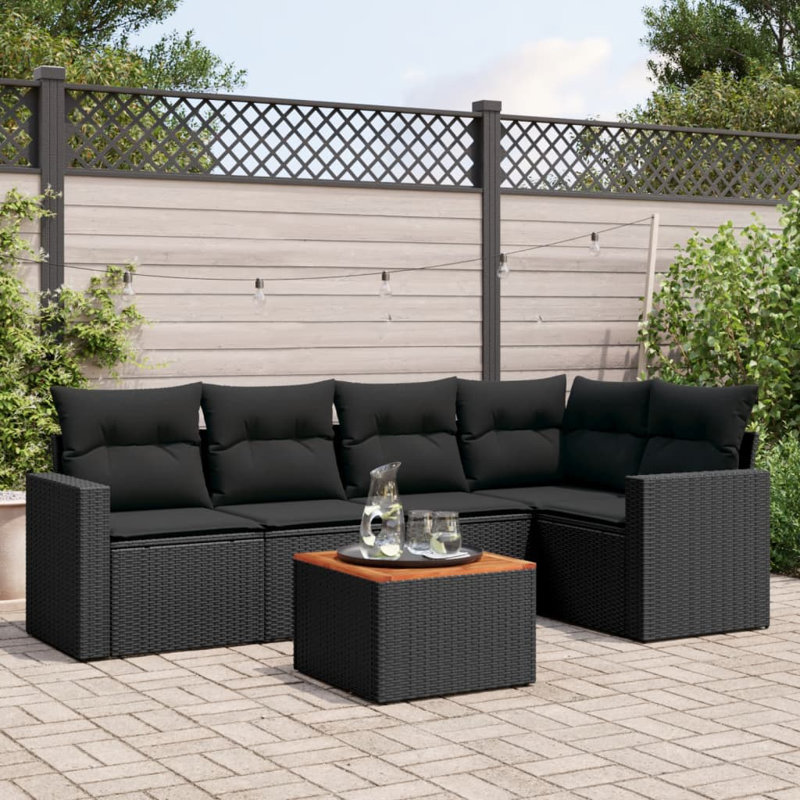  Ensemble de canapé de jardin noir