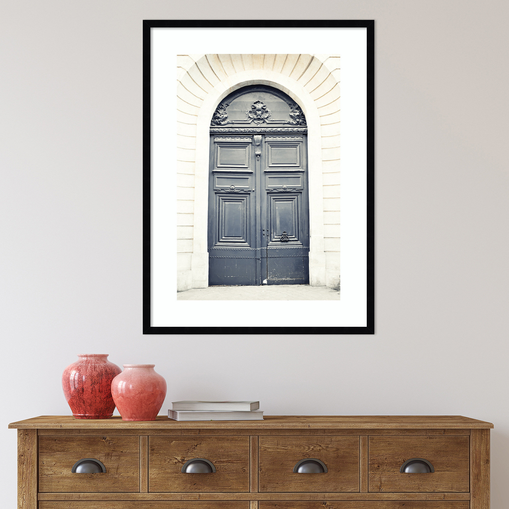 Black Paris Door by Caroline Mint, 34" H x 25" W, Black