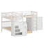 Lit superposé en L avec tiroirs intégrés, bureau mobile et garde-robe intégré-303441195