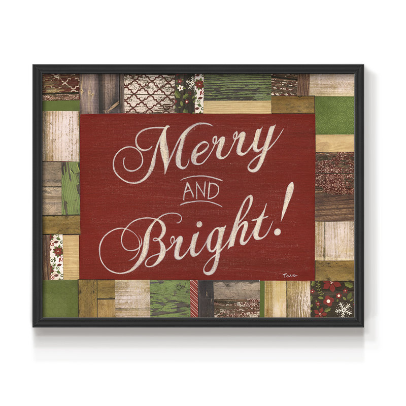 «Merry and Bright», reproduction encadrée, H 8 po x l 10 po, Noir, noir, noir, noir
