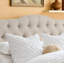 Tête de lit capitonnée tapissée à oreilles, tête de lit en bois massif avec pieds en bois, tête de lit à hauteur réglable de 47 po à 63 po, tête de lit en tissu au design moderne, beige-1103375580-1103375576