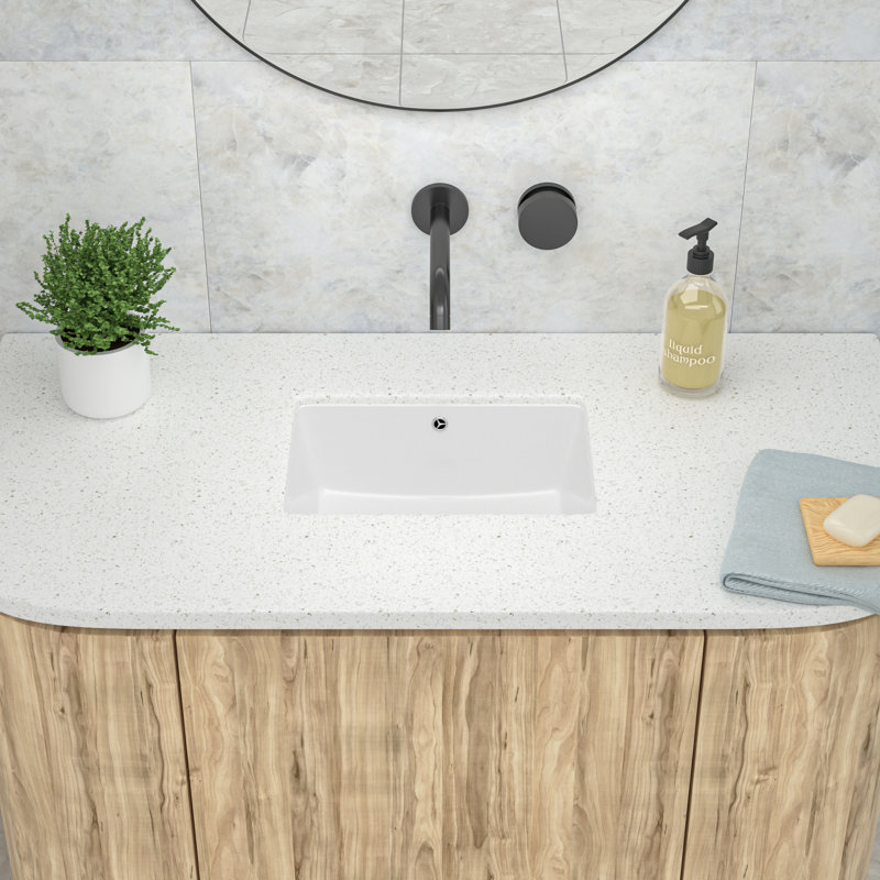 Lavabo de salle de bain encastrable 18 po x 12 po avec trop-plein, lavabo rectangulaire en céramique pour meuble-lavabo, lavabo à glacis ultrabrillant