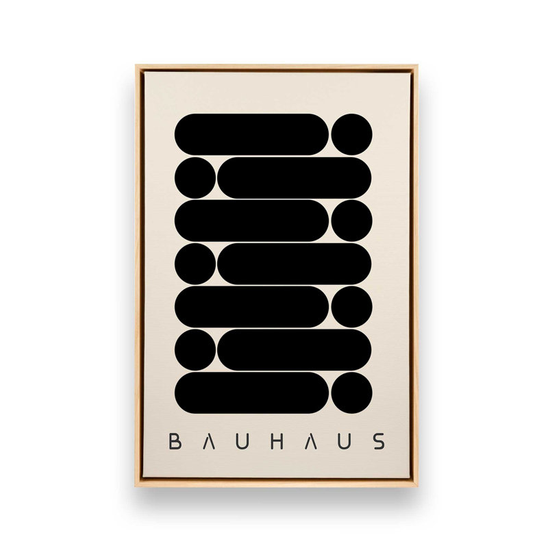 Impression abstraite de Bauhaus, H 30,75 po x l 20,75 po x P 1,75 po, Cadre américain en érable flottant