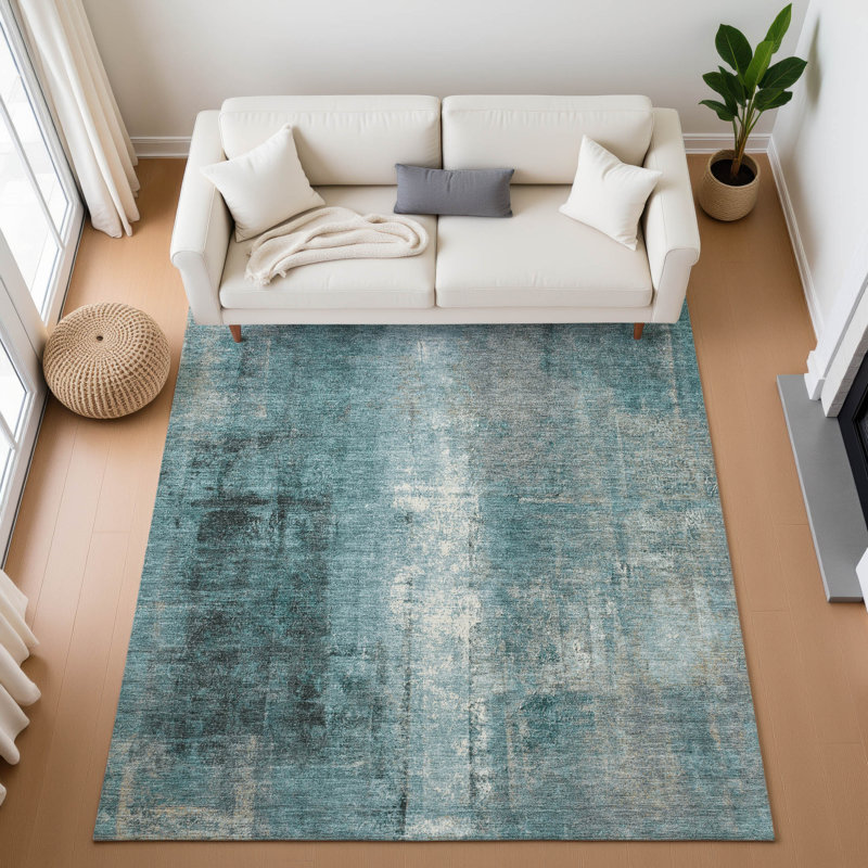 Premium Machine Washable Mouton AMF1980 Abstract Rug, Rectangle 3' x 5'