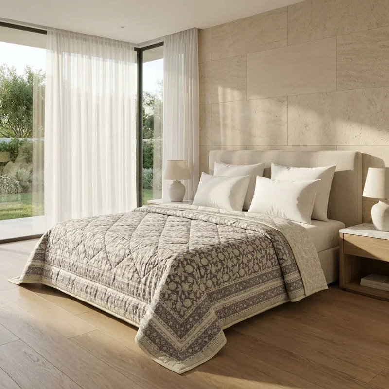 Comforter, Queen, Cream Taupe Neutral