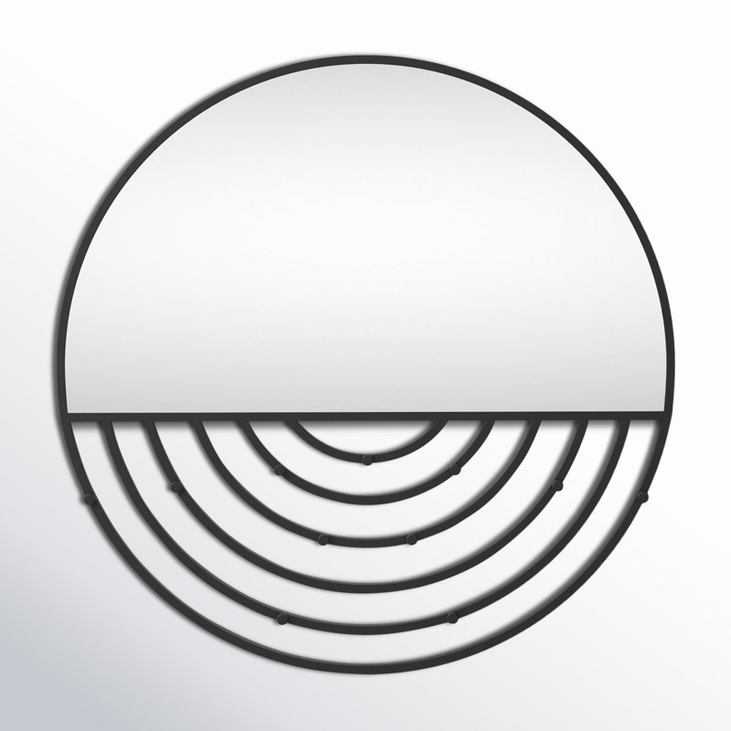 Miroir rond avec crochets à bijoux