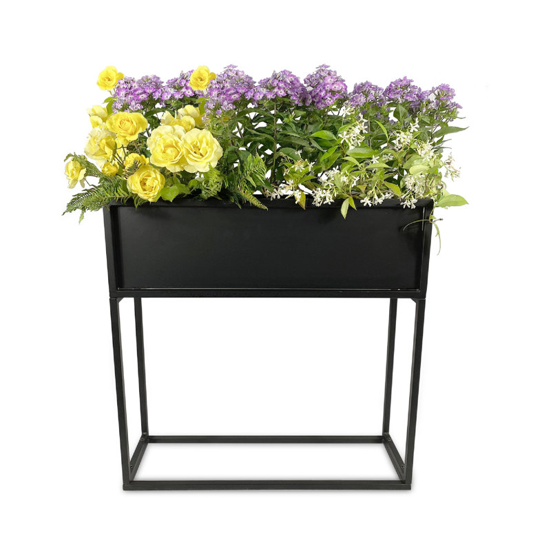 Dekker Metal Elevated Planter, 28" H x 28" W x 8" D, Black