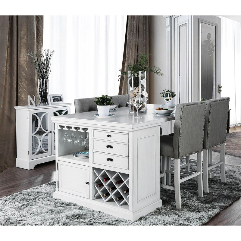 De 2 chaises à hauteur de comptoir en tissu blanc antique et gris avec siège rembourré confortable pour les repas