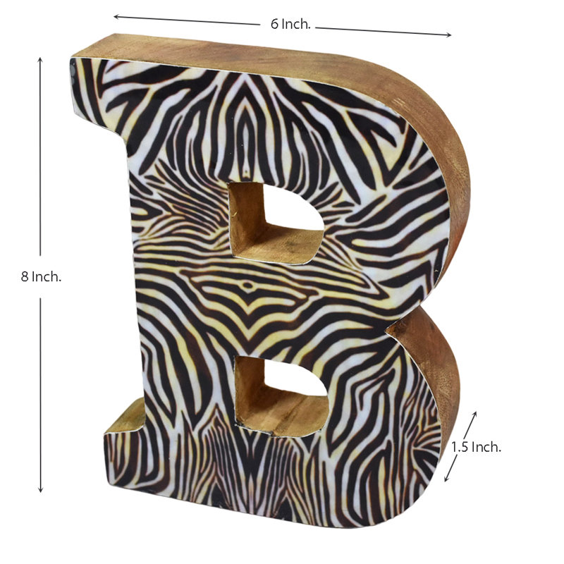 Bloc de lettres écologique et alphabet, B, Rayure zébrée naturelle