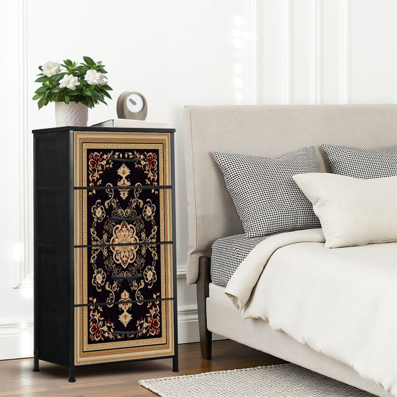 4 Drawer Dresser for Bedroom, Narrow Chest of Drawers, Wooden Top and Study Iron Frame 18"x37.5"-(WxH)