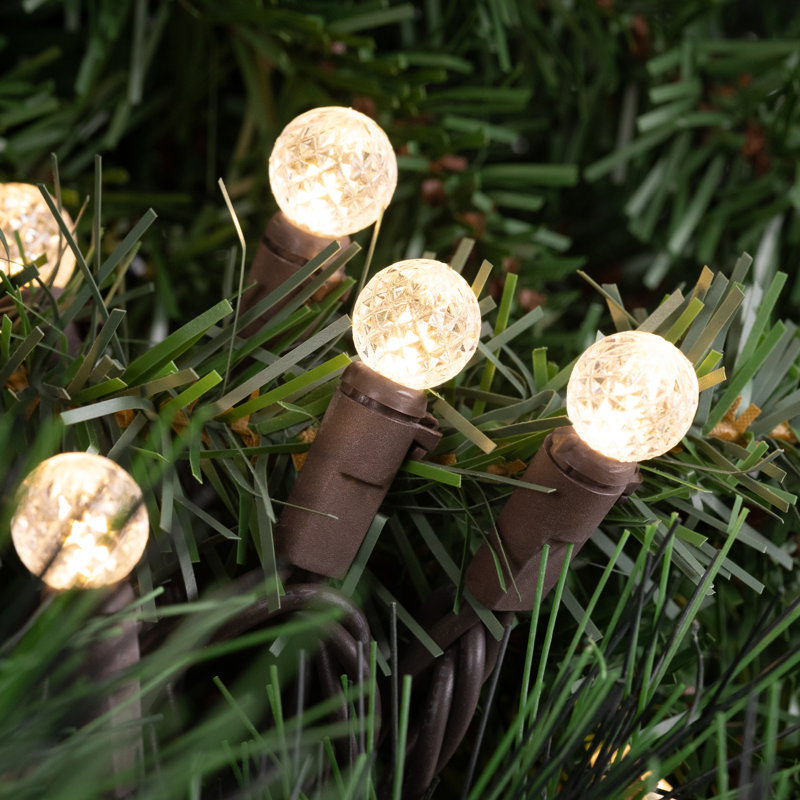 LED G12 Berry Christmas Lights - 16' Brown Wire - 50 Ct, Warm White