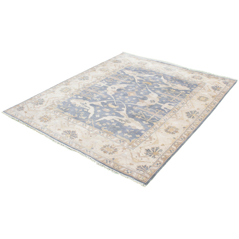 Noué à la main en laine bleu du Sud-Ouest Tapis décoratif