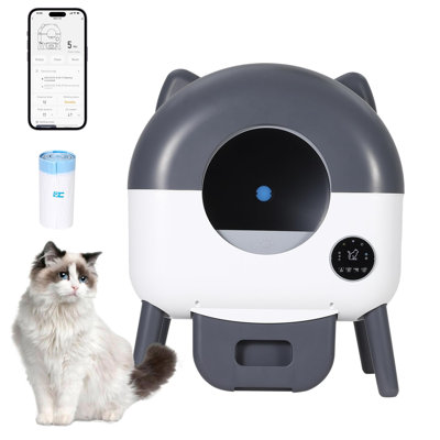 Self Cleaning Litter Box,  76L Automatic Litter Box with App Control, Fully Enclosed Design, 15L Sealed Trash Can, 7-Color Night Light, Safety Sensors for Multi-Cat Homes