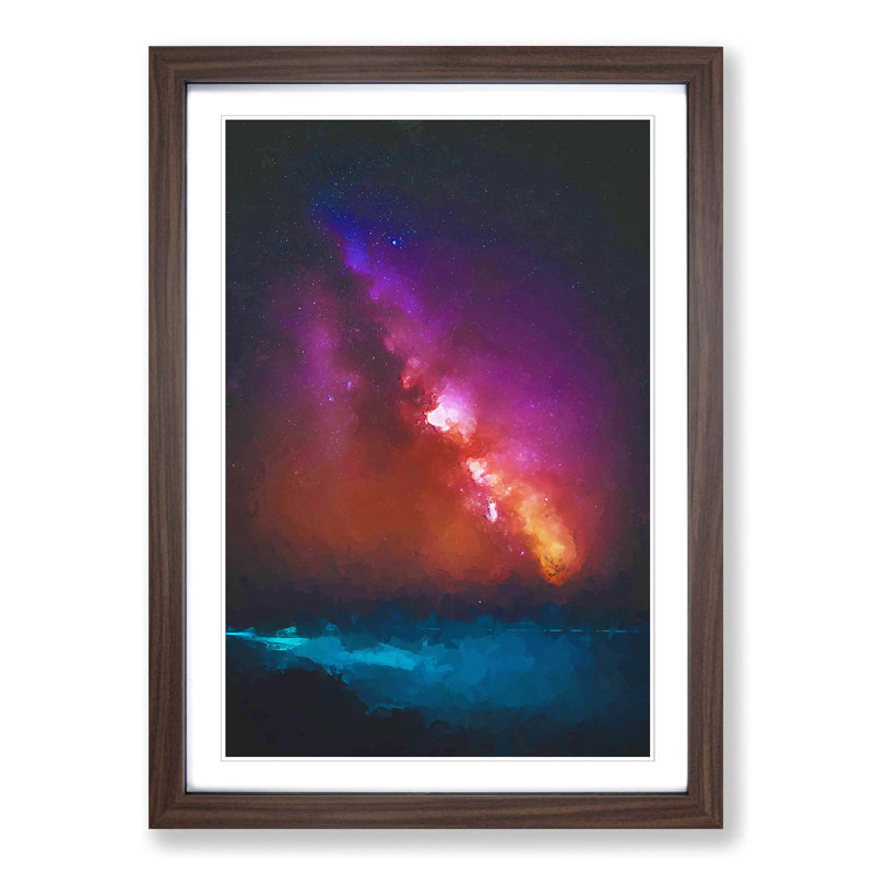 Stars over the Ocean - Picture Frame Graphic Art Print, 87cm H x 62cm W x 2cm D, Walnut Framed