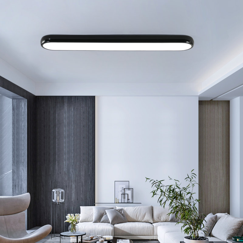 Aelin 1-Light 100cm Acrylic LED Dimmable Flush Mount, Black