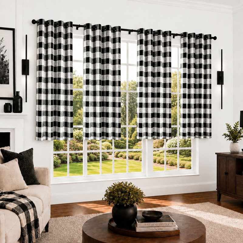 Burtonsville Buffalo Plaid Curtains 2 Panels Grommet Curtain Blackout Thermal Insulated Window Drapes, Red, 52" W x 36" L