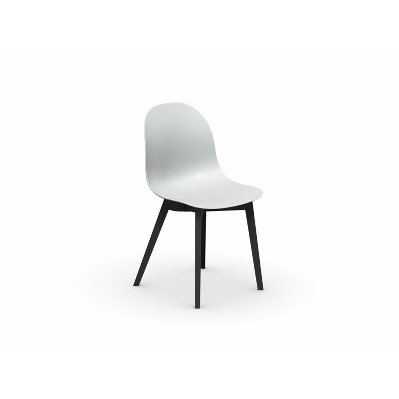 Academy Side Chair with Wooden Frame, Matte Optic White, Graphite