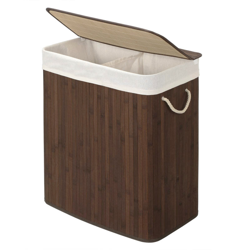 Bamboo Laundry Hamper with Handles, Brown