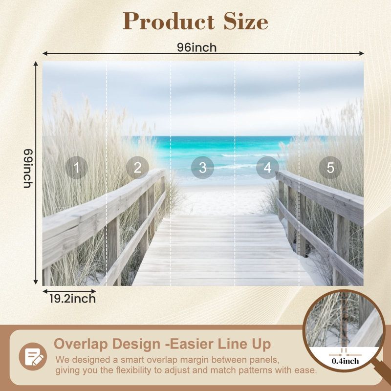Papier peint auto-adhésif Coastal Peel and Stick Boardway, L 96 po x l 69 po