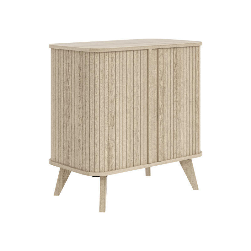 Aurel Mid-Century Modern 27.6" Accent Cabinet with Fluted Doors, Oslo Oak