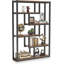 Bibliothèque à 6 niveaux en bois aggloméré 1 pièce Design polyvalent noir