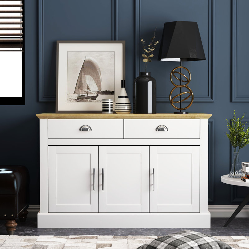 Sufy Octave Wide 3 Door 2 Drawer Sideboard, White