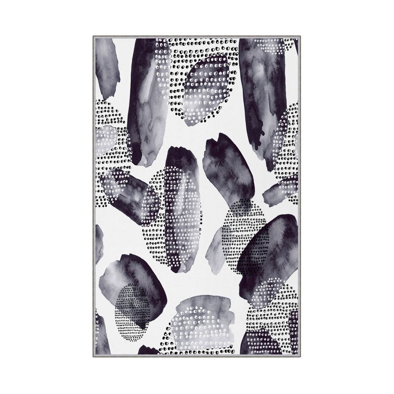Tapis luxueux 100% polyester 5,2 x 7,5 pi, hauteur des poils de 0,4 po | Antibactérien, points antidérapants en PVC, lavable à la machine | Élégante impression numérique en 3D, parfaite pour le décor du salon et de la chambre à coucher