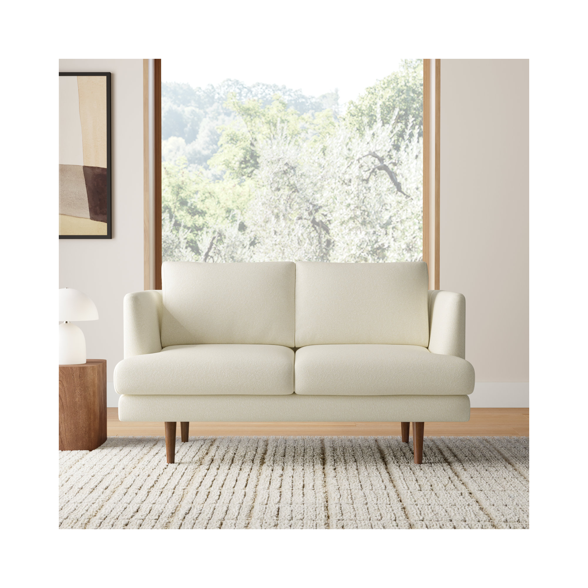 Miller 56" Upholstered Loveseat, Cream Boucle 