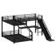 Lit superposé en L avec lit mezzanine, lit superposé triple en métal avec glissade et ports USB-769333