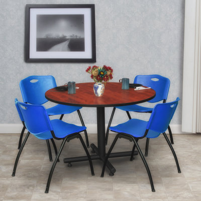 Kobe Round Breakroom Table, 4 M Stack Chairs