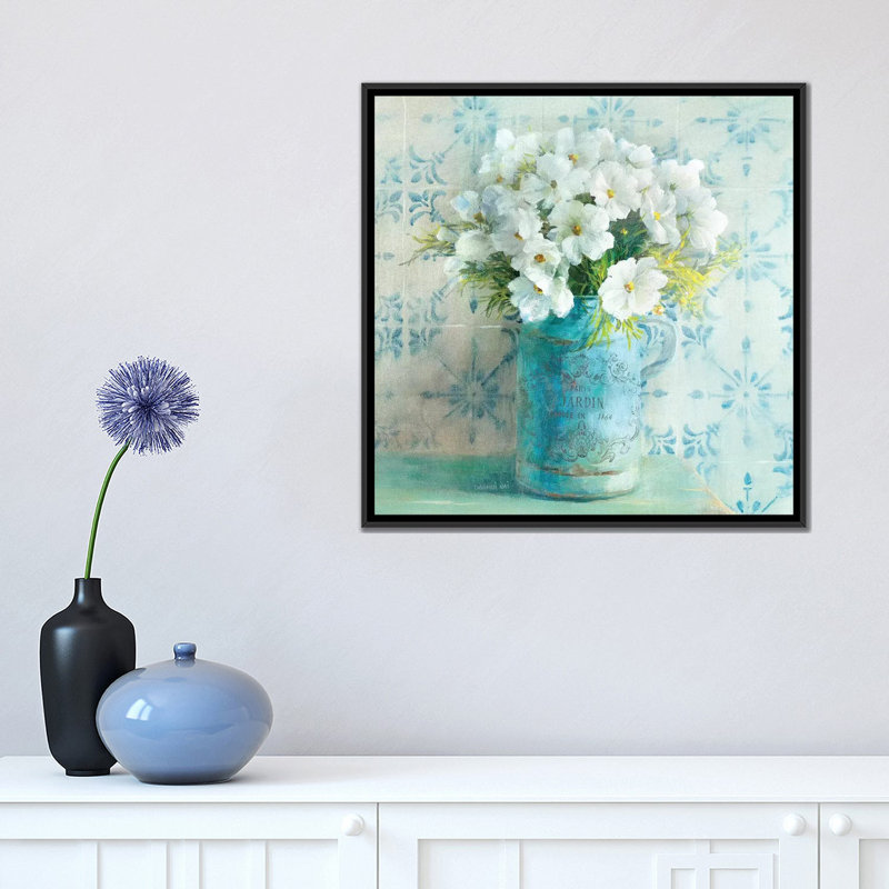 May Blossoms " May Blossoms I " by Danhui Nai, Black Floater Framed Canvas, 18" W x 18" H x 1.5" D, No Mat