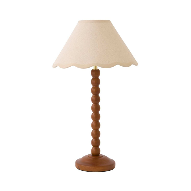 Herdis Wood Table Lamp, Cream/Beige, Brown