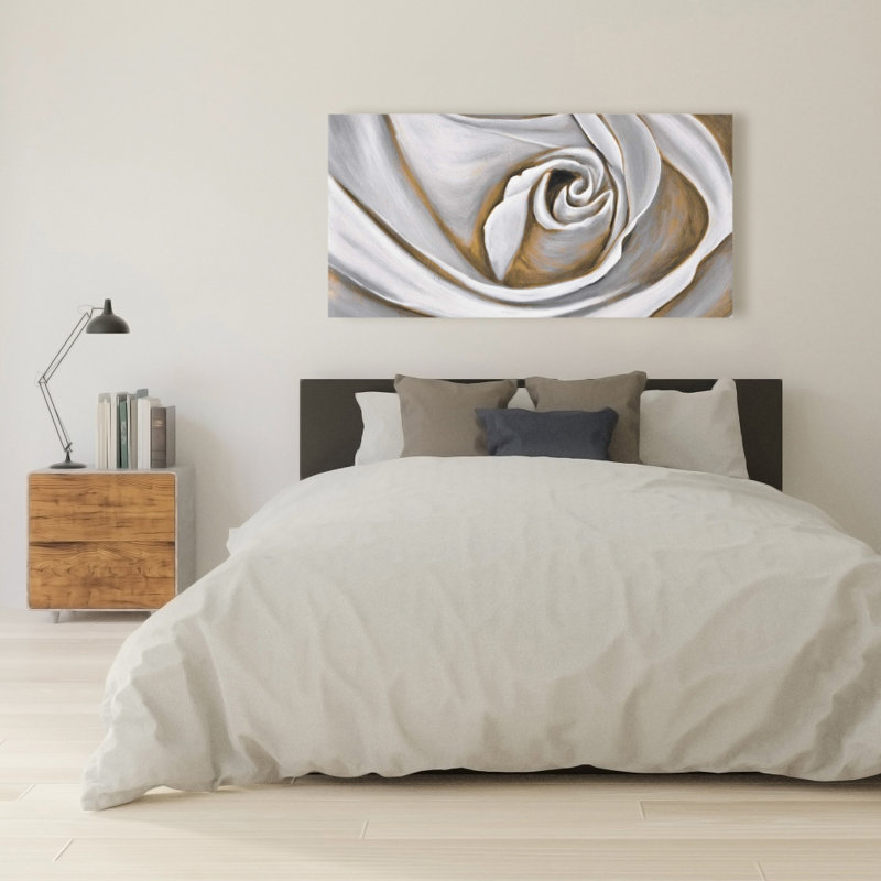 Gros plan sur une rose blanche - art de salon sur toile pour la décoration intérieure