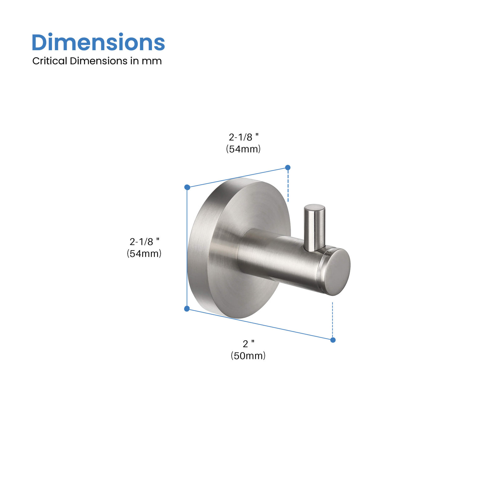 Circular Single Wall-Mounted Robe Hook, Brushed Nickel
