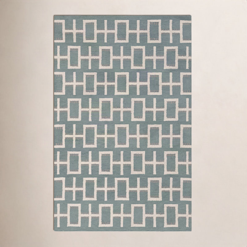 Elsey Hand Tufted Wool Geometric Indoor Rug, Rectangle 8'9" x 11'9"