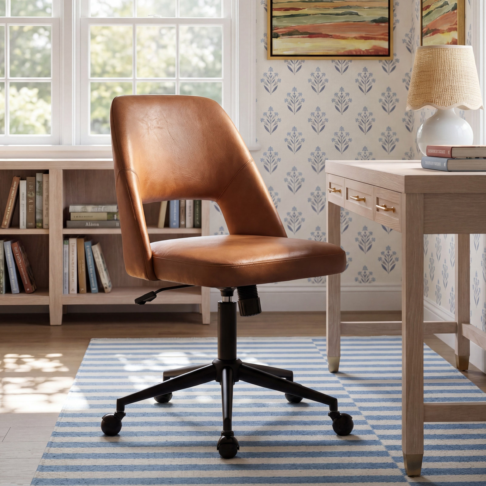 Gramercy Office Chair with Lumbar Support, 	Brown Faux Leather